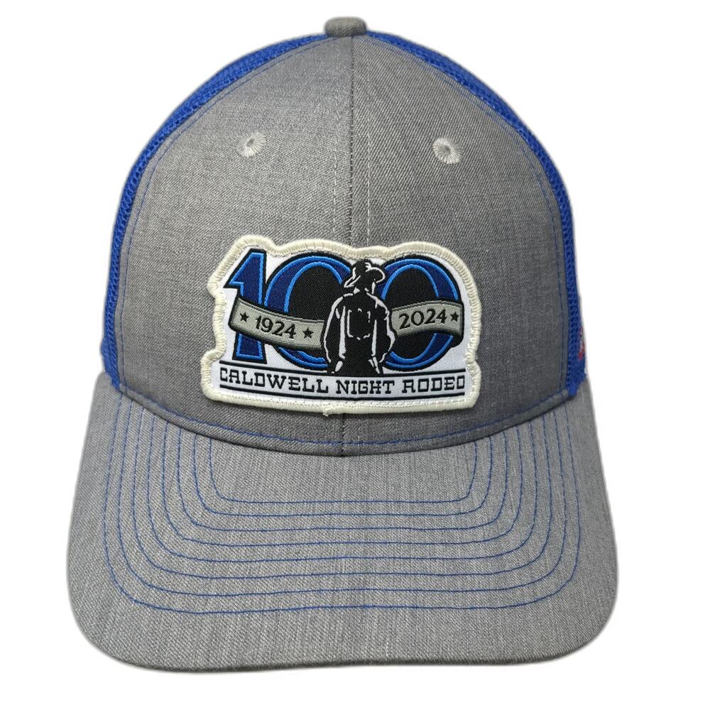 AMG Trucker Hat Gray Blue OSFM Caldwell Night Rodeo 100th Anniversary DB Supply